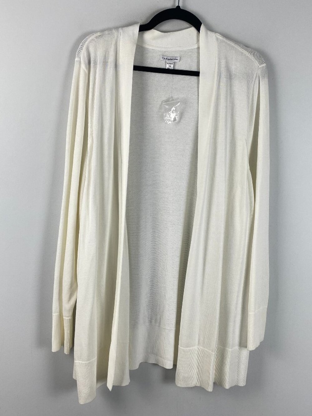 Croft & Barrow Ivory Open Front Cardigan Sweater Size 2X Cotton Blend NWOT